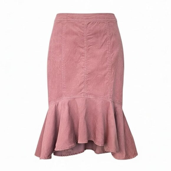 Anthropologie Dresses & Skirts - Pilcro & the Letterpress Pink Corduroy Flounce-Hem Skirt – Size 2